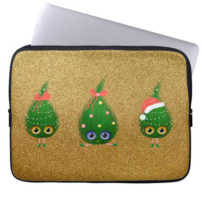Cute Snow Pea Christmas Critter Winter Solstice Pl Laptop Sleeve (Front)