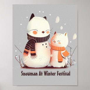Cute Snowball At Winter Festival Poster