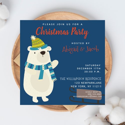 Cute Snowbear _ Christmas Party Invitation