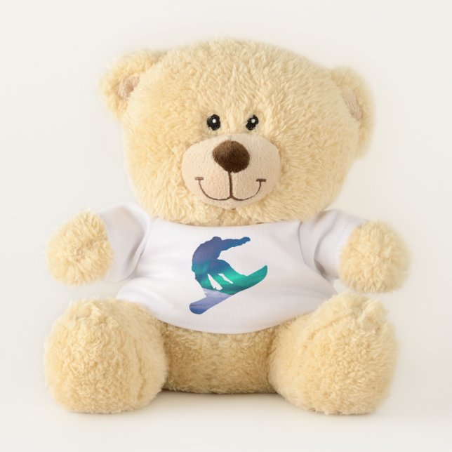 Cute Snowboarder Snowboarding Sherman Teddy Bear (Front)