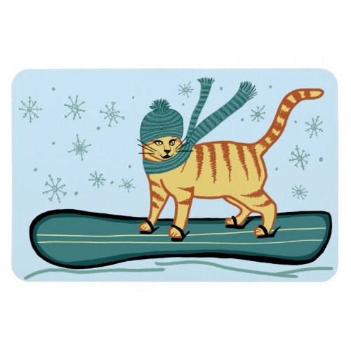 Cute Snowboarding Kitty Cat Magnet