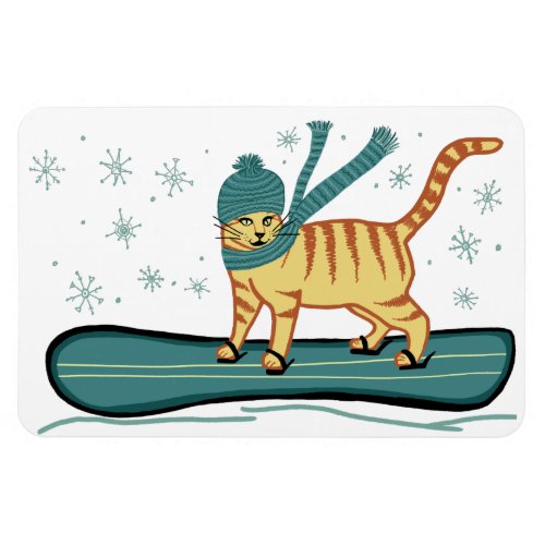 Cute Snowboarding Kitty Cat Magnet