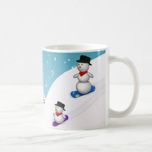 Cute Snowboarding Snowmen Coffee Mug