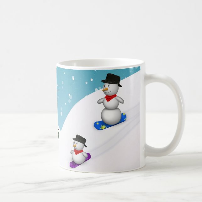 Cute Snowboarding Snowmen Coffee Mug (Right)