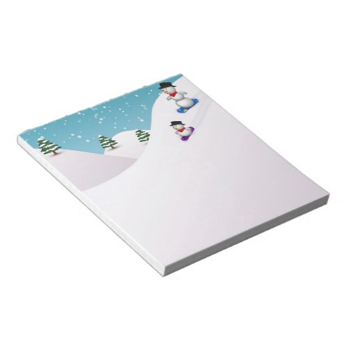 Cute Snowboarding Snowmen Notepad