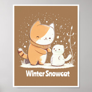 Cute Snowcat At Winter Festival Poster