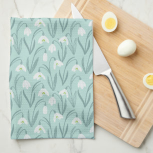 Cute Snowdrops mint Kitchen Towel