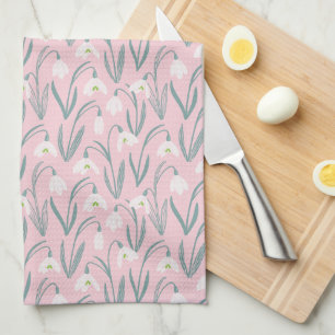 Cute Snowdrops pink Kitchen Towel