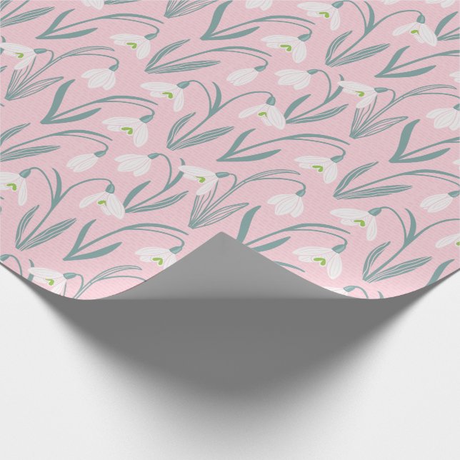 Cute Snowdrops pink Wrapping Paper (Corner)