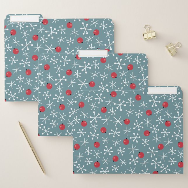 Cute Snowflake and Christmas Berries Pattern File Folder (Set)