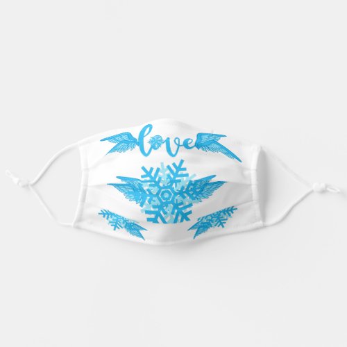 Cute Snowflake Angel Love Blue  White Pattern Adult Cloth Face Mask