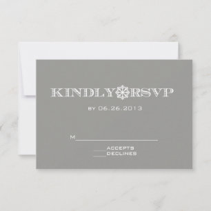 Cute Snowflake Grey Wedding RSVP Cards
