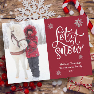 Cute Snowflake Let It Snow Christmas Photo Holiday Card