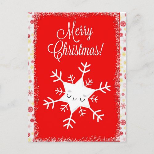 Cute Snowflake Merry Christmas Postcard