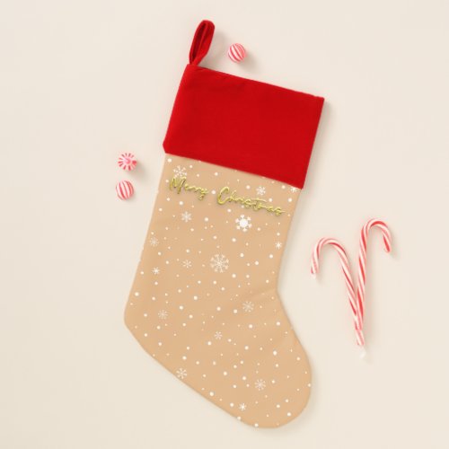 Cute Snowflake Pastel Beige Elegant Christmas Stocking