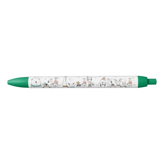 Cute Snowflakes and Holiday Animals Pen (Front)