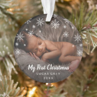 Cute Snowflakes Baby Photo My First Christmas