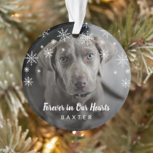 Cute Snowflakes Dog Photo Pet Memorial Ornament