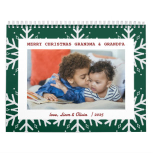 Cute Snowflakes Green Christmas Photo Gift Calendar