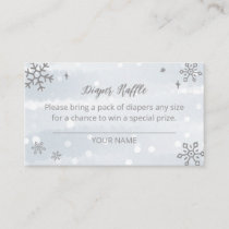Cute Snowflakes Winter Baby Shower Diaper Raffle Enclosure Card
