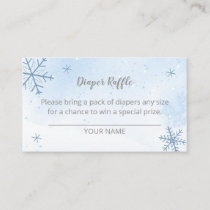 Cute Snowflakes Winter Baby Shower Diaper Raffle  Enclosure Card