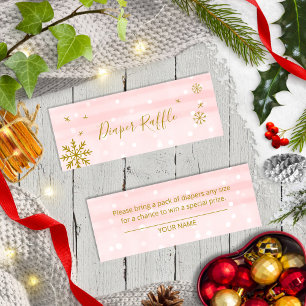 Cute Snowflakes Winter Baby Shower Diaper Raffle M Mini Business Card