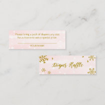 Cute Snowflakes Winter Baby Shower Diaper Raffle Mini Business Card