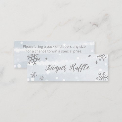 Cute Snowflakes Winter Baby Shower Diaper Raffle Mini Business Card