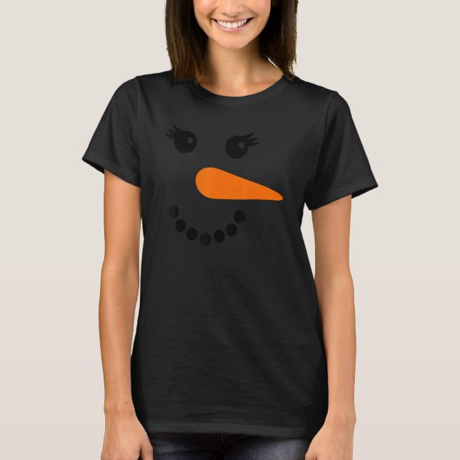 Cute Snowgirl face Costume Matching Family Snowman T-Shirt (Front)