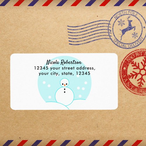 Cute Snowglobe Snowman Return Address Label