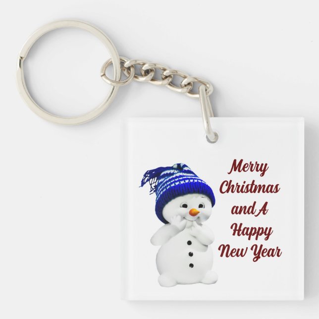 Cute Snowman Acrylic Keychain (Front)