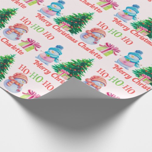 Cute Snowman Add Recipients Name Christmas Wrapping Paper