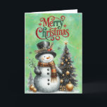 Cute Snowman and Christmas Tree Holiday Card<br><div class="desc">Cute Snowman and Christmas Tree,  personalize the text to anything you want when you order</div>