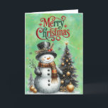Cute Snowman and Christmas Tree Holiday Card<br><div class="desc">Cute Snowman and Christmas Tree,  personalize the text to anything you want when you order</div>