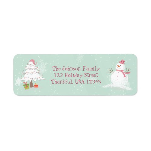 Cute Snowman and Christmas Tree Label