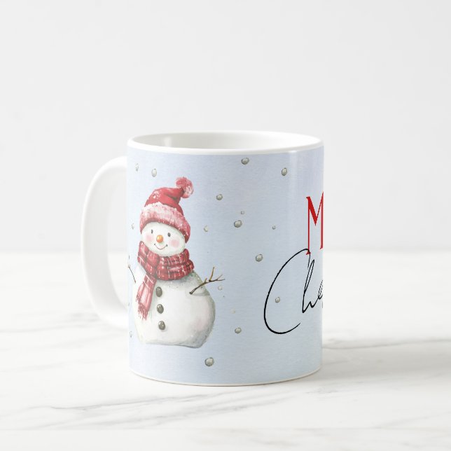 Cute snowman and snow Christmas  Coffee Mug (Front Left)