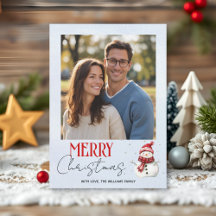 Cute snowman and snow Christmas photo