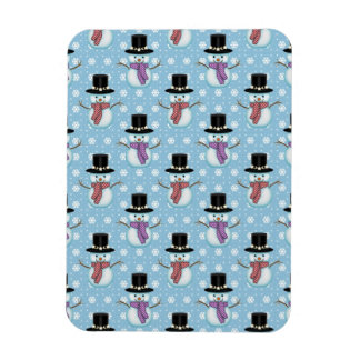 Cute Snowman and Snowflakes Pattern Magnet