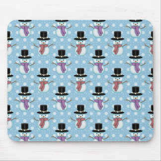 Cute Snowman and Snowflakes Pattern Mouse Pad
