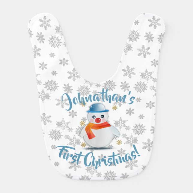 Cute Snowman Baby Bib (Front)