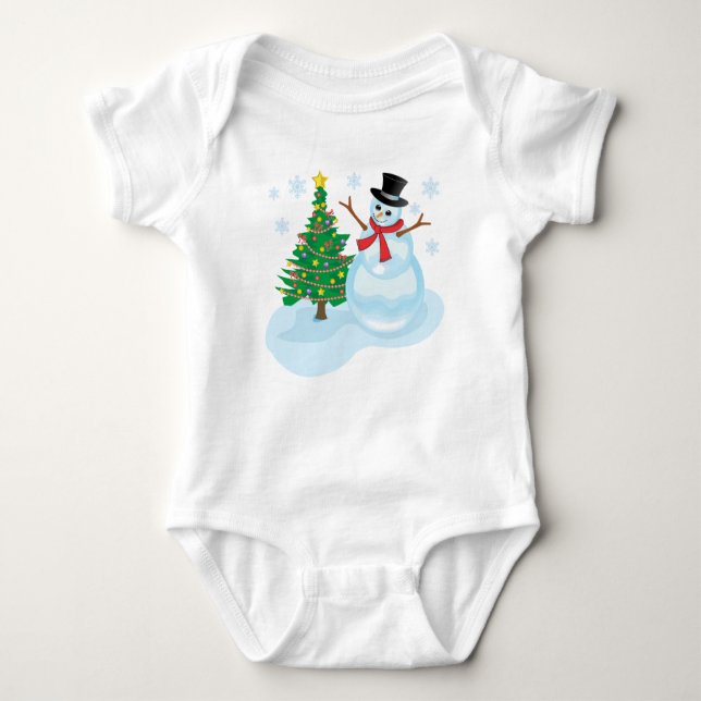 Cute Snowman Baby Bodysuit (Front)