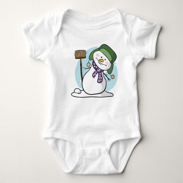 Cute Snowman Baby Bodysuit (Front)