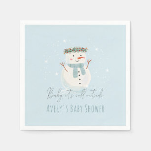 Cute Snowman Baby It's Cold Outside Baby Shower Napkins