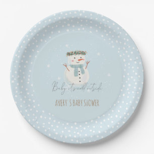 Cute Snowman Baby It's Cold Outside Baby Shower Paper Plates
