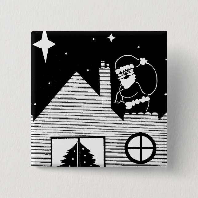 Cute snowman black and white Christmas button (Front)