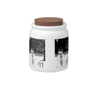 Cute snowman black and white Christmas Candy Jar