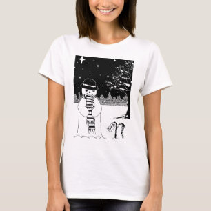 Cute snowman black & white illustration christmas T-Shirt