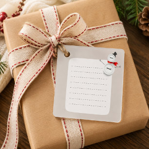 Cute Snowman Button Design Christmas Square Gift Favor Tags