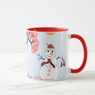 Cute Snowman Candy Cane Tree Mug