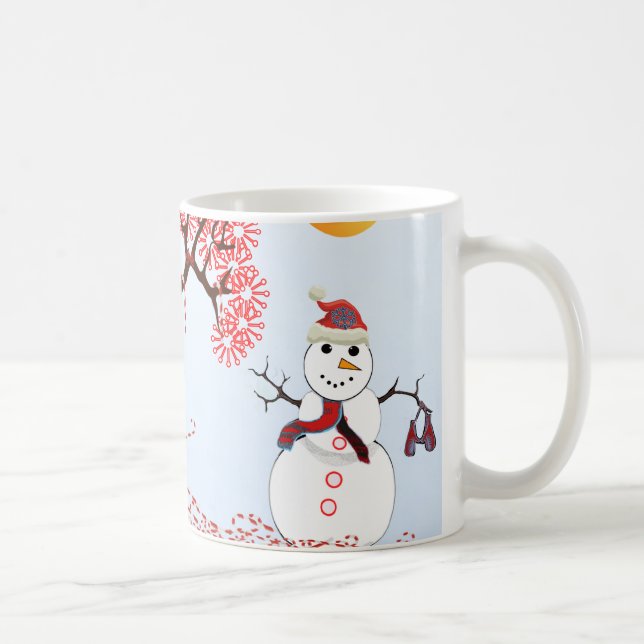 Cute Snowman Candy Cane Tree Mug (Right)